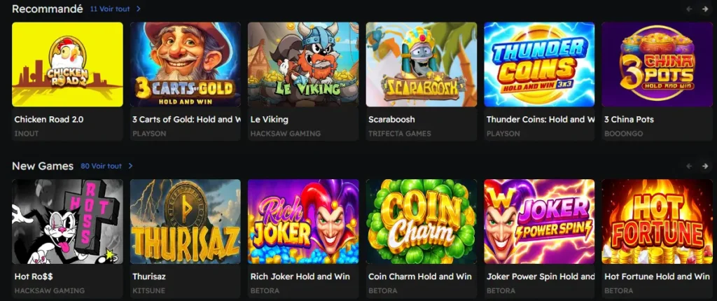 Catalogue de jeux du casino – slots, tables et casino en direct sur une seule page