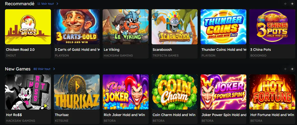 Catalogue de jeux du casino – slots, tables et casino en direct sur une seule page