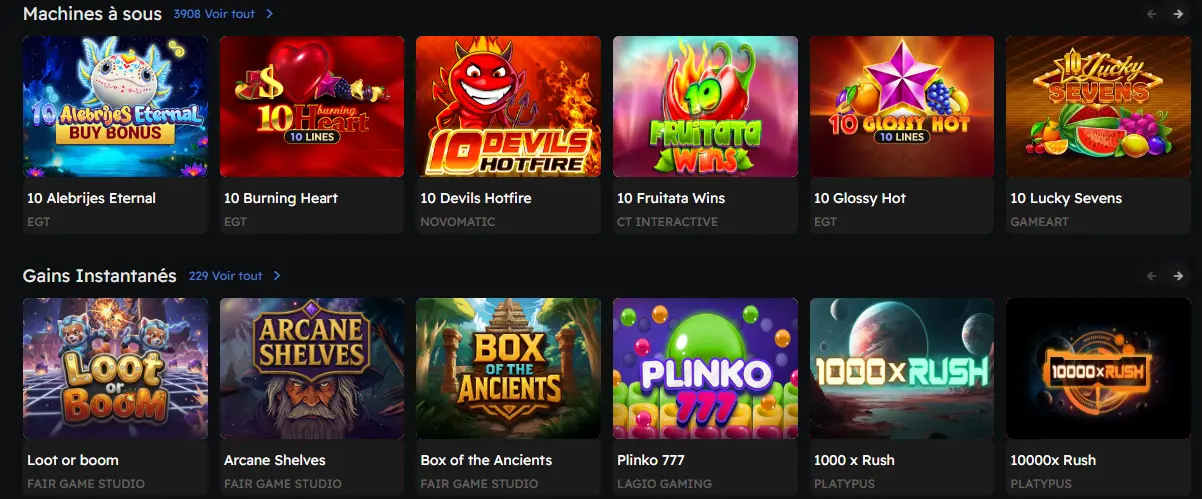 Sélection de machines à sous – thèmes variés, jackpots et nouvelles sorties